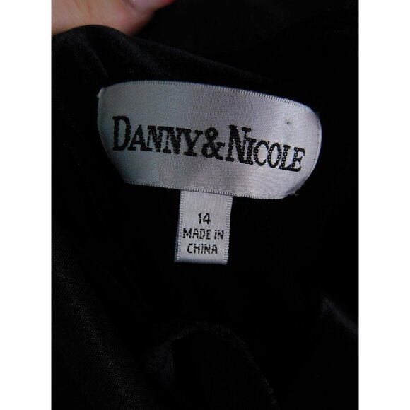 Danny & Nicole Jacket Womens 14 Black Velvet Sheer Sleeve Satin Shawl Collar - Picture 10 of 12